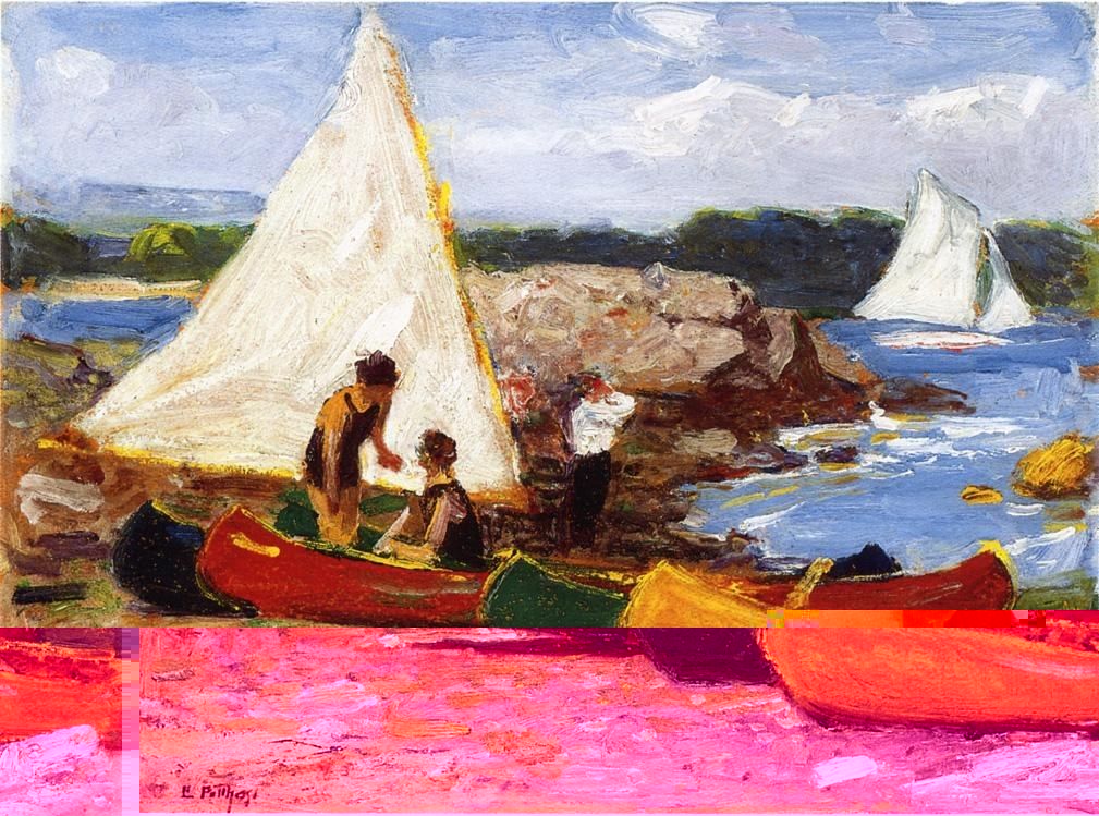 Edward Henry Potthast Canoes and Sailboats